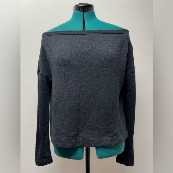 James Peres Women’s Vintage Terry Pullover Sweatshirt Dark Gray Boat Neck Size 2 - Picture 1 of 11